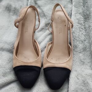 CHANEL Beige and Black Heels